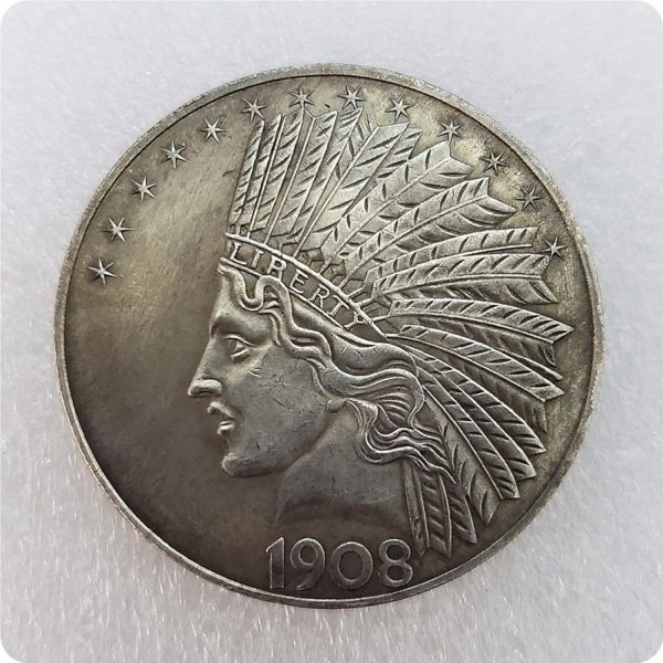 Artesanías Antiguas Moneda Conmemorativa de dólar de Plata Indio 1908 Material #01177