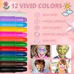 Children's Face Paint, 12 Colours Face Paints for Children, Washable, Safe and Non-Toxic, for Birthday Parties, Colsplay, Mardi Gras, New Year, Christmas, Painting Pregnant Belly - Imagen 2