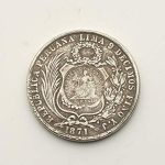Colección de Monedas de época 1871 Perú Valle del dólar de Plata Redondo de Plata Colección Dragón Océano Regalo conmemorativo de la Moneda - Imagen 2