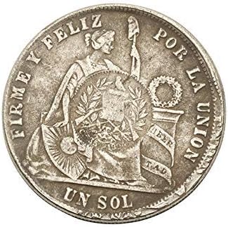 Colección de Monedas de época 1871 Perú Valle del dólar de Plata Redondo de Plata Colección Dragón Océano Regalo conmemorativo de la Moneda