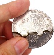 Enjoyer Bite and Restore Folding Coins, Two-Fold Bite Coin Magic Tricks Stage Illusion Tricks (Morgan Version)