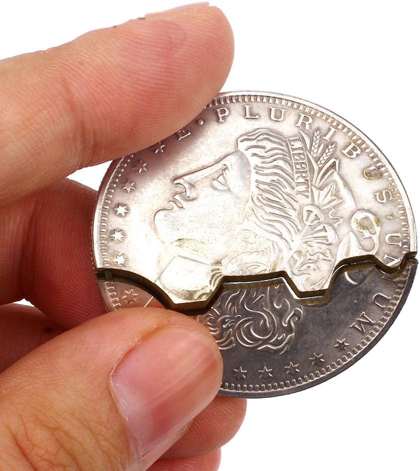 Enjoyer Bite and Restore Folding Coins, Two-Fold Bite Coin Magic Enjoyer Bite and Restore Folding Coins, Two-Fold Bite Coin Magic Tricks Stage Illusion Tricks (Morgan Version)