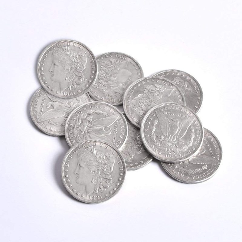 Enjoyer Steel Magic Tricks Morgan Dollar Stage Magic Tricks Coin Illusions Appearing/Disappearing Wizard Accessories, 10pcs/lot