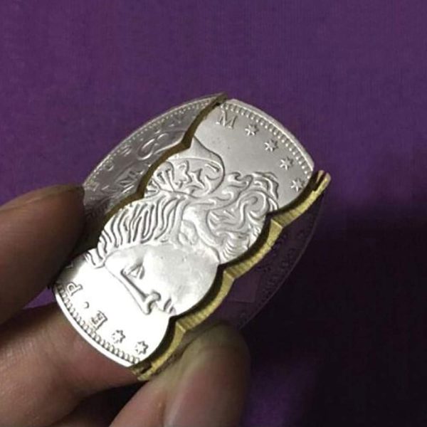 Enjoyer Three Folding Coins Morgan Version Coin Magic Tricks Coin Through Bottle Magie Close-up Accessories Street Magic Gimmick