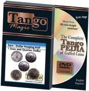 Euro-Dollar Hopping Half (1 Euro and Quarter Dollar w/DVD) by Tango Magic-Trick (ED004)