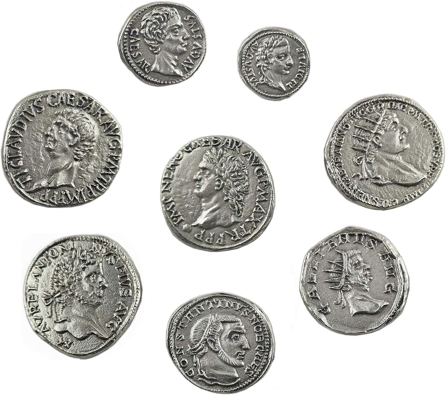 Eurofusioni Silver Plated Imperial Roman Coins - Set 8 Emperors Eurofusioni Silver Plated Imperial Roman Coins - Set 8 Emperors Ancient Rome