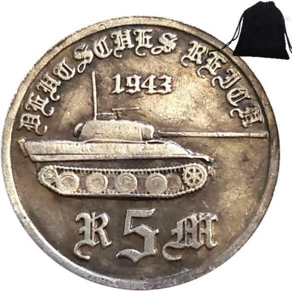 Hand Carved Germany Coin - SecWorldWar Commemorative Antique German Coin - European Brand & KaiKBax Bag