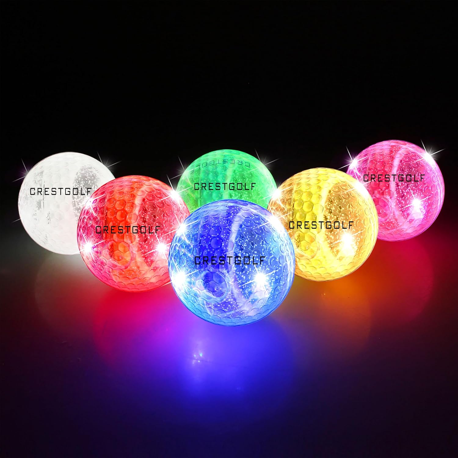 Kofull Pack of 6 LED Golf Balls for Night Training, Kofull Pack of 6 LED Golf Balls for Night Training, Golf Balls, Bright Distance Balls, Assorted Colors (Pink, Blue, Red, Green, White and Yellow), Blue, White, Orange, Red, Pink, Green