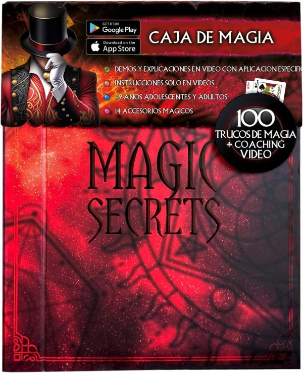LUGY Magic Secrets, Magic Kit for Adults, 100 Professional Tricks, Complete Magic Kit, Free Tutorial Videos (iOS & Android App), Game for Kids and Teens from 12 years old