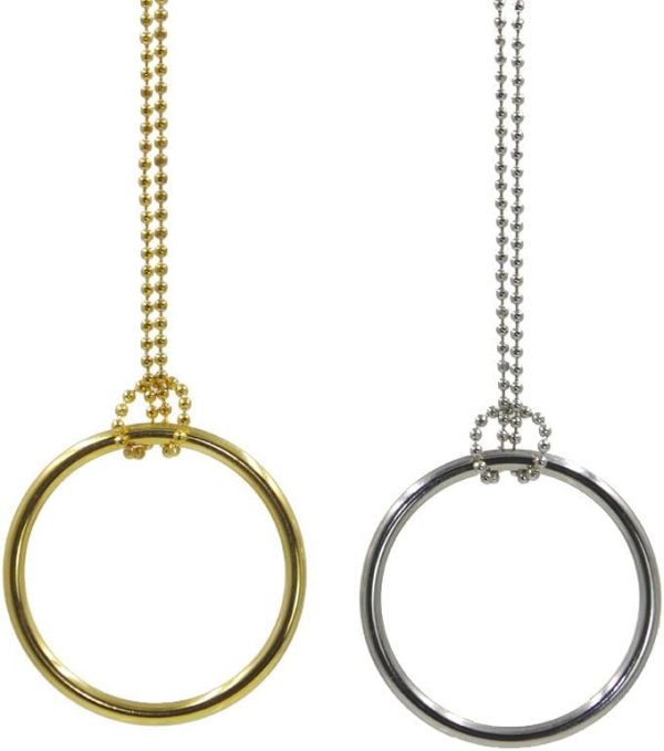 MOMOMAGE 1 Ring and Chain (Large Ring) Magic Tricks Metal Knot Ring on Chain Magic Accessory Street Magic Illusion (Silver)