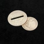 MOMOMAGE Coin Through Coin Magic Tricks Walking Freedom Half Dollar Through Dollar Morgan Magic Close Up Illusions Gimmicks Mentalism Props