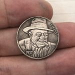 Moneda Hobo de búfalo Americano dólar de Plata Antigua de 21 mm, Regalo de artesanía de 1937D - Imagen 2