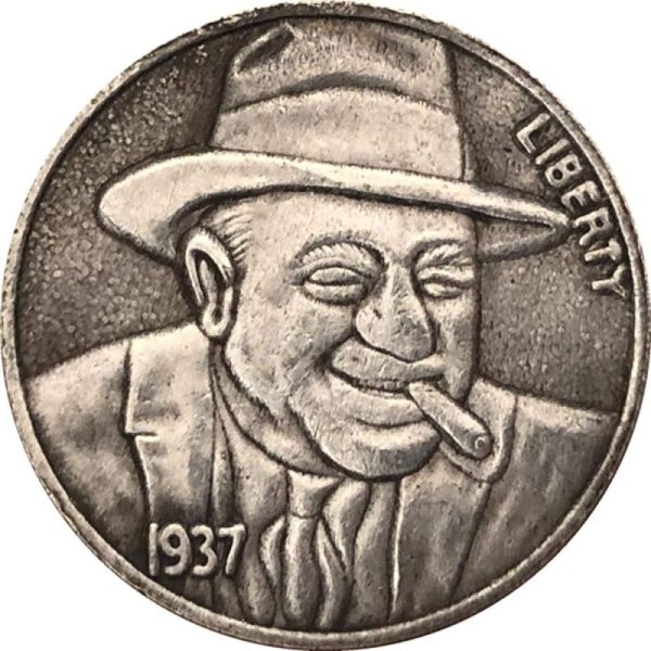 Moneda Hobo de búfalo Americano dólar de Plata Antigua de 21 mm, Regalo de artesanía de 1937D