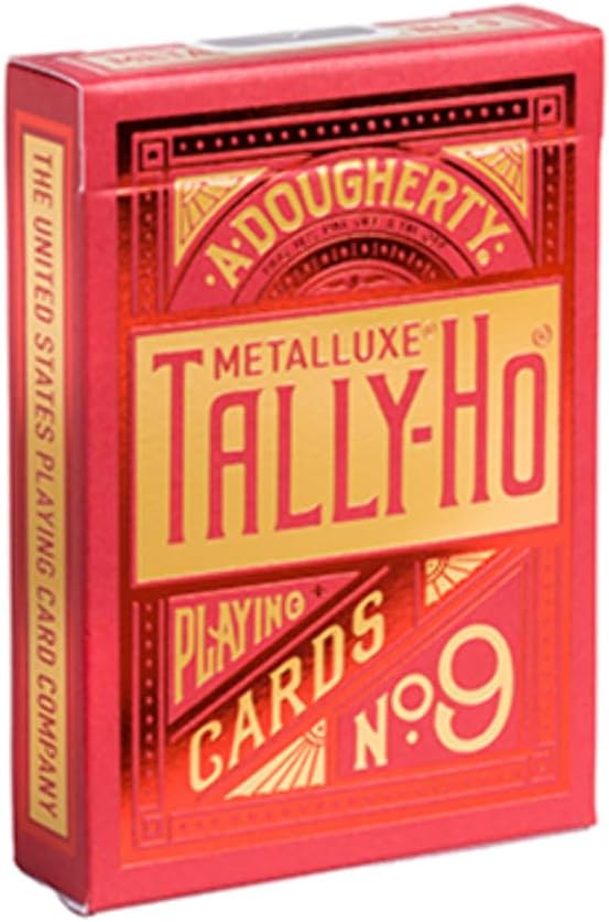 Murphy's Magic Supplies, Inc. Tally-Ho Red (Circle) MetalLuxe Playing Cards by US Playing Cards, Gold, Red, (72086)