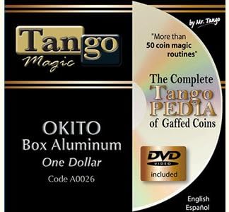 Okito Coin Box (Aluminum w/DVD)(A0026) One Dollar by Tango Magic - Tricks
