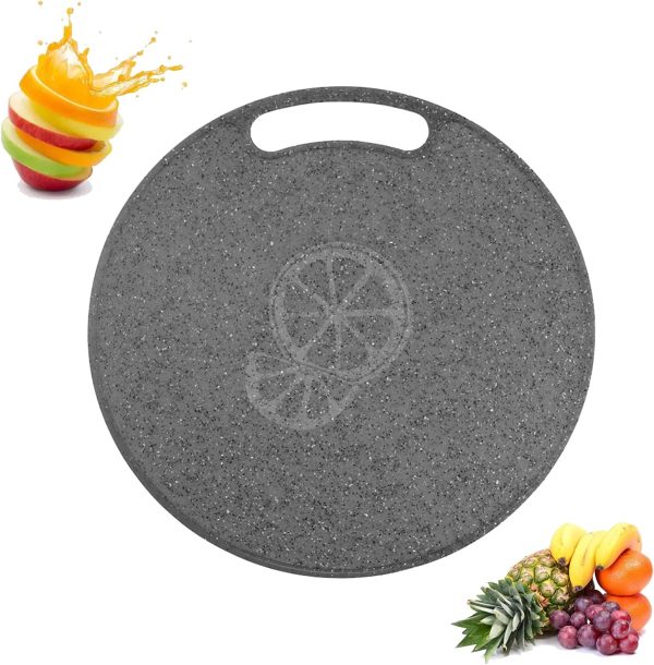 Round Cutting Board with Handle - Flexible, Plastic, Heavy Duty - Kitchen with Handles