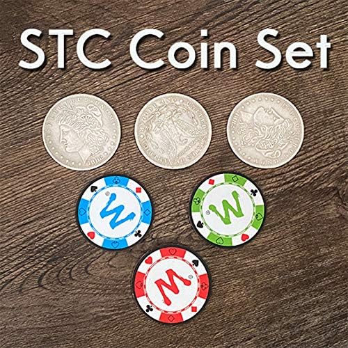 STC Magic Coin Set for changing magic coin coins and approaching illusions of deception, multiplying silver coins to chip magic