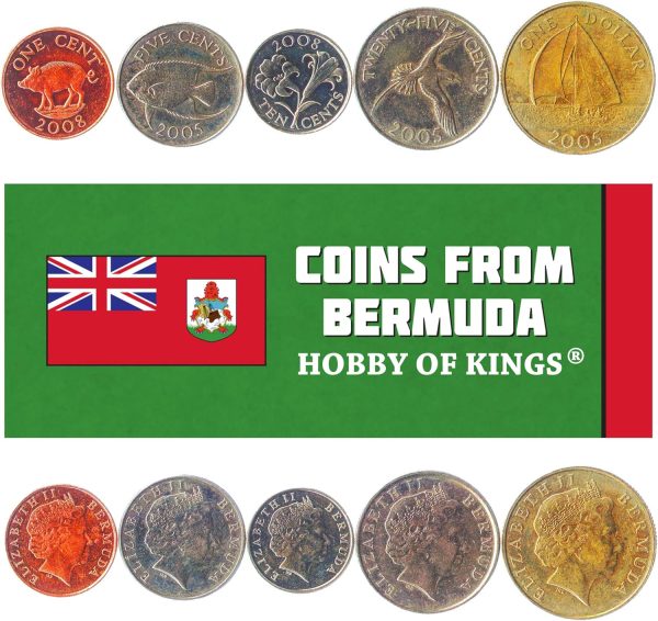 Set of 5 Bermuda Coins 1 5 10 25 Penny 1 Dollar 1999-2017