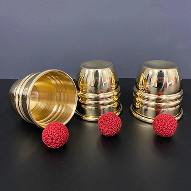 Super Cups and Balls (Brass) Metal Magic Tricks Chop Cup Balls Appear Disappearing Wizard Wizard Stage Close-up Illusions Tricks Mentalism Accessories