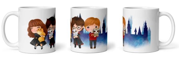 Taza de Mundo mágico, trio magos, Harry, Ron