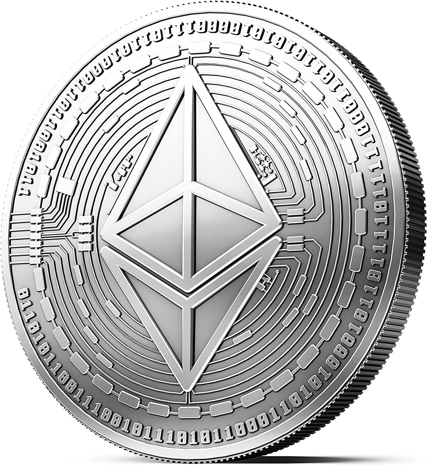 ethereum Silver Plated Physical Coin with Round Acrylic Protector ethereum Silver Plated Physical Coin with Round Acrylic Protector