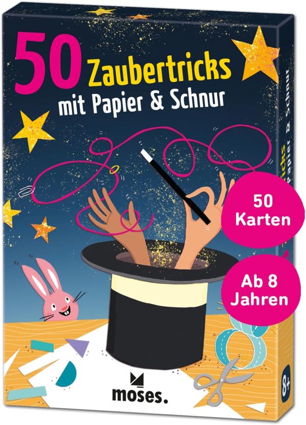 moses Paper and String Tricks: Ingenious Job for Children from 8 Years Old, Magic Box Replacement with 50 Easy to Demanding Wizard Ideas for a Magic Show, Color (9847)