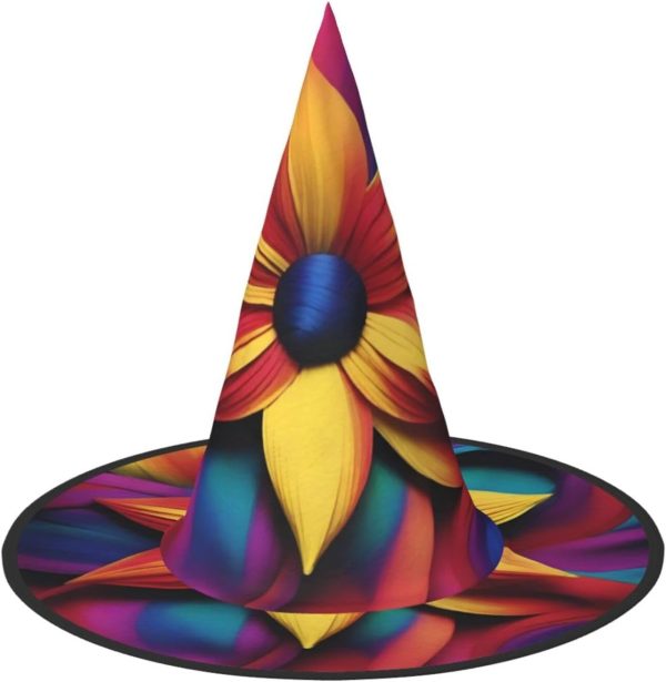 1 sombrero de bruja de Halloween, flores de arte borrosas, decoración de brujas, disfraz de fiesta, cosplay, juego de rol, festival, carnaval