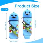 1 x Kawaii 2-in-1 Kawaii School Legami Case Soft Silicone, 18.5 x 6.5 cm Shark Animal Theme for Table Pen Holder, Zipper, Coloured Pencils Marker Pens (J) - Imagen 2