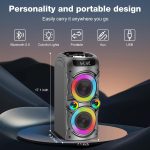 100W Portable Bluetooth Speaker, High Power Wireless Speaker, TWS, Paired Stereo, Deep Bass, Large Party Speaker with Subwoofer, LED Light (Black) - Imagen 2