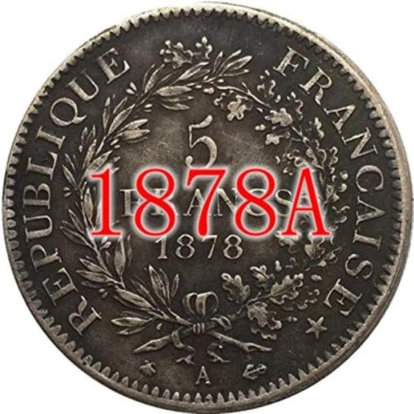 12 Different Dates French Coins, Silver Plated Pure Copper, Antique Silver Dollar, Handmade Commemorative Coin, Gift - 1875K, 1878a