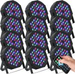 12 Pcs 36 LED RGB DJ Stage Lighting 7 Channel Event Par Lights with Remote Control DMX Sound Activated Uplighting for Wedding Event Club Holiday