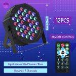 12 Pcs 36 LED RGB DJ Stage Lighting 7 Channel Event Par Lights with Remote Control DMX Sound Activated Uplighting for Wedding Event Club Holiday - Imagen 2