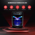 PYLE Speaker System, PA, 400W, Bluetooth, Portable, Rechargeable, Outdoor, 8" Subwoofer, 1" Tweeter, Recording Function, Microphone, Party Lights, USB/SD Radio, Black - Imagen 3