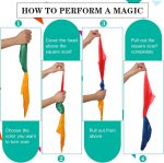 2 Pieces Magic Handkerchief Scarf Color Changing Scarf Easy Street Magic Trick Bandana Accessories for Kids Party Birthday Blue Yellow Red Green - Imagen 4