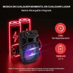 Pyle Speaker System, PA, 300W, Bluetooth, Portable, Rechargeable, Outdoor, 8" Subwoofer, 1" Tweeter, Recording Function, Microphone, Party Lights, USB/SD Radio, Black - Imagen 5