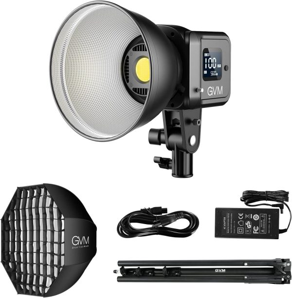 GVM Video Light with Softbox, App Control 2700K-7500K 80W LED Continuous Studio Light for Photography, Bi-Color LED Conference Light with 8 Light Effects for Youtube Streaming Video