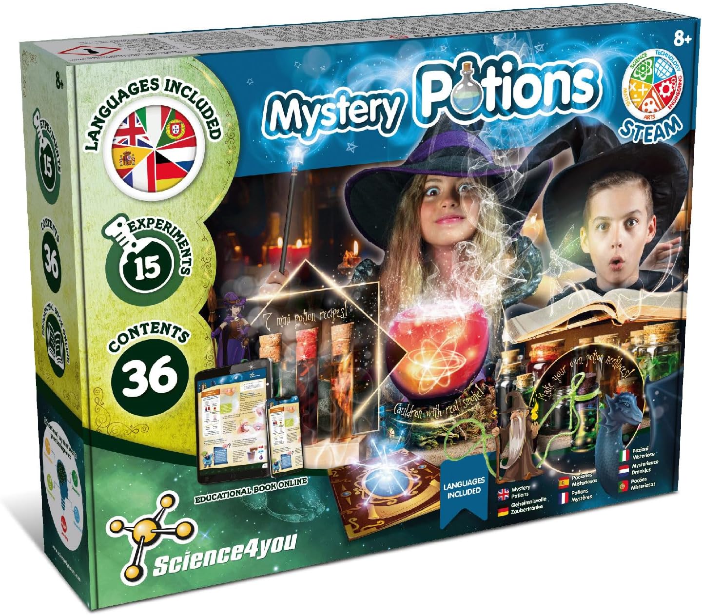 Science4you Mysterious Magical Potions - Use the Magic Cauldron and Science4you Mysterious Magical Potions - Use the Magic Cauldron and Create Your Potions - Magic Game for Kids 7 8 9 10 11 12+ Years - Magic Craft Kit - Original Kids Gift