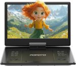 Portable DVD Player 15.7'' with 14.1" HD Rotatable Screen, 6H Autonomy, Supports Multiformat/SD/USB, Playback Memory, TV/Projector Output, Dual Speakers