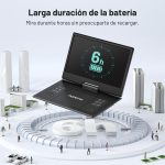Portable DVD Player 15.7'' with 14.1" HD Rotatable Screen, 6H Autonomy, Supports Multiformat/SD/USB, Playback Memory, TV/Projector Output, Dual Speakers - Imagen 3