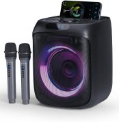 Karaoke 2 Wireless Microphones, 400 W Speaker with Microphone, Portable Large Bluetooth Speaker Professional Karaoke for Children and Adults, LED/USB/FM Radio/TWS/AUX Ideal for Party Indoor Outdoor
