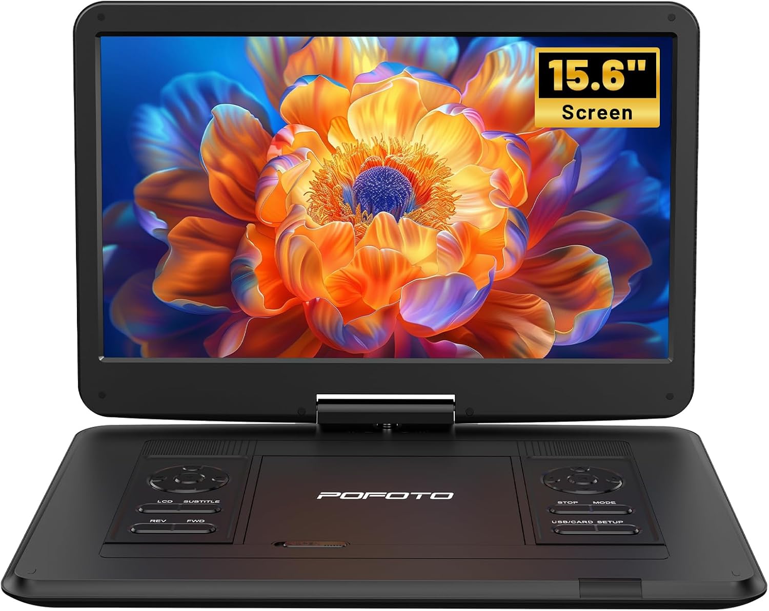 17.5" Portable DVD Player with 15.6'' HD Swivel Screen – 17.5" Portable DVD Player with 15.6'' HD Swivel Screen – 6h Battery, Supports Multiformat/SD/USB, Zonless, Synchronizes TV/Projector, Antishock and Memory, Dual Speakers, Remote Control