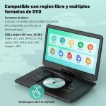 17.5" Portable DVD Player with 15.6'' HD Swivel Screen – 6h Battery, Supports Multiformat/SD/USB, Zonless, Synchronizes TV/Projector, Antishock and Memory, Dual Speakers, Remote Control - Imagen 5