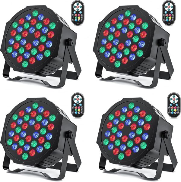 HOLDLAMP 4PCS RGB Par LED Spotlights with 36 LEDs, Stage Light with DMX Control and Sound Activation, Par Stage Lighting for Parties DJ Disco Bar