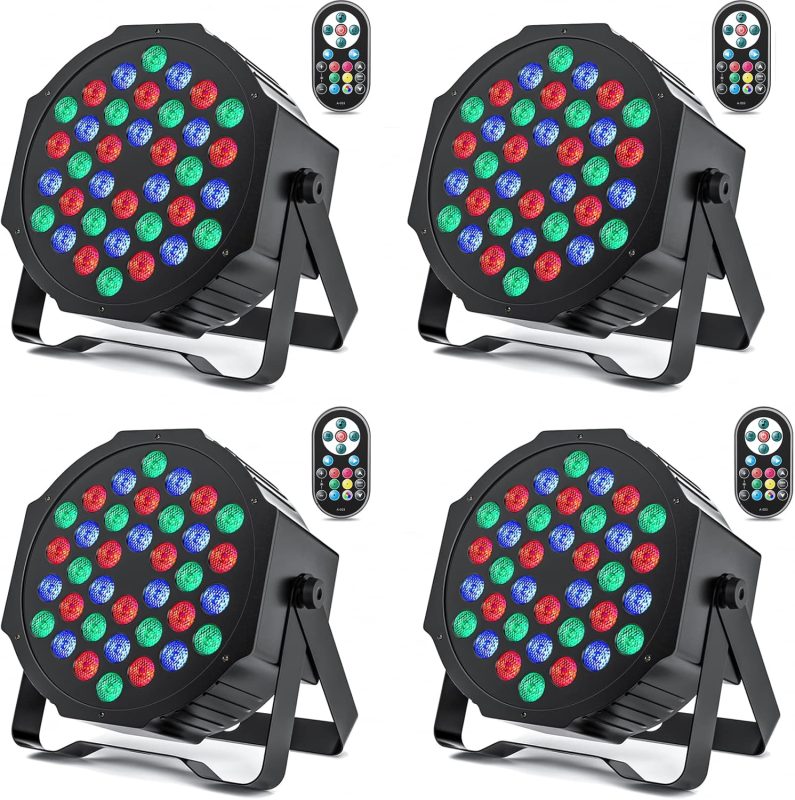 HOLDLAMP 4PCS RGB Par LED Spotlights with 36 LEDs, Stage Light with DMX Control and Sound Activation, Par Stage Lighting for Parties DJ Disco Bar