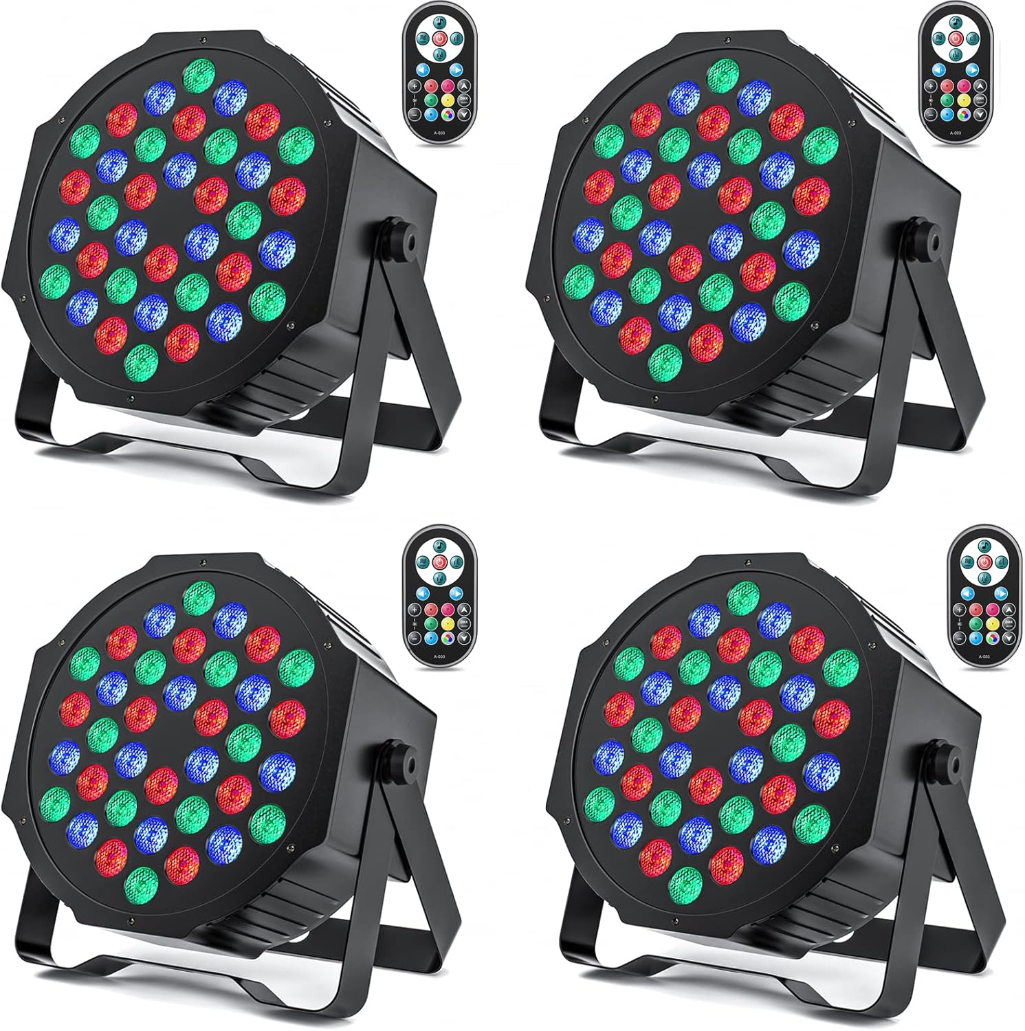 HOLDLAMP 4PCS RGB Par LED Spotlights with 36 LEDs, Stage HOLDLAMP 4PCS RGB Par LED Spotlights with 36 LEDs, Stage Light with DMX Control and Sound Activation, Par Stage Lighting for Parties DJ Disco Bar