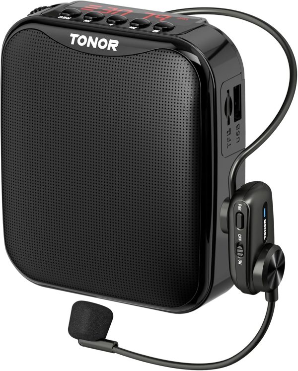 TONOR 15W Wireless Speaker with Wireless Microphone, Portable Bluetooth Voice Amplifier, PA Rechargeable Microphone System for Teachers, Tour Guides, Sports Trainers, K11