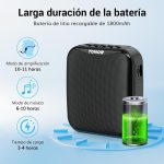 TONOR 15W Wireless Speaker with Wireless Microphone, Portable Bluetooth Voice Amplifier, PA Rechargeable Microphone System for Teachers, Tour Guides, Sports Trainers, K11 - Imagen 5