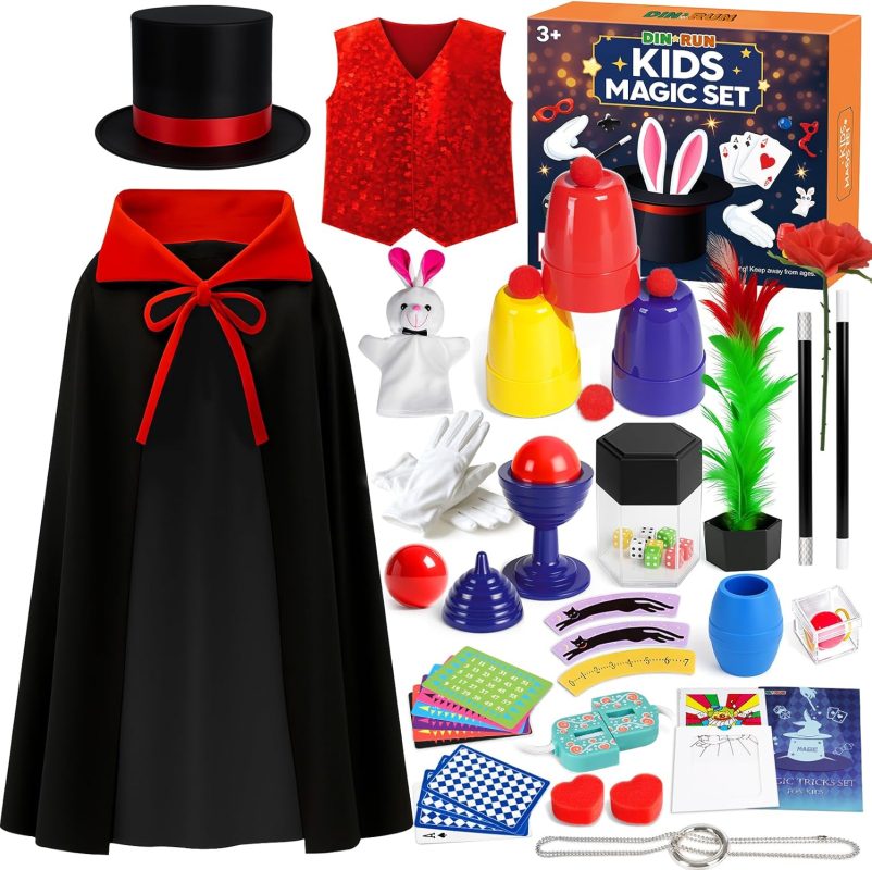 DINORUN Kids Games Magic Game with Magic Hat & Instructions & Wizard Costume for Kids - Pretend Play Toys Gift Kids 6 7 8 9 10 11 12 Years Old