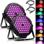 60 Pair LED DMX Lights 2 Pieces, Super Bright RGB Stage Lighting with 1M Wire, DMX512, Sound Activated Control, for Celebrations, Stage Lighting(No Remote)