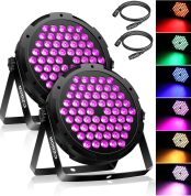 60 Pair LED DMX Lights 2 Pieces, Super Bright RGB Stage Lighting with 1M Wire, DMX512, Sound Activated Control, for Celebrations, Stage Lighting(No Remote)